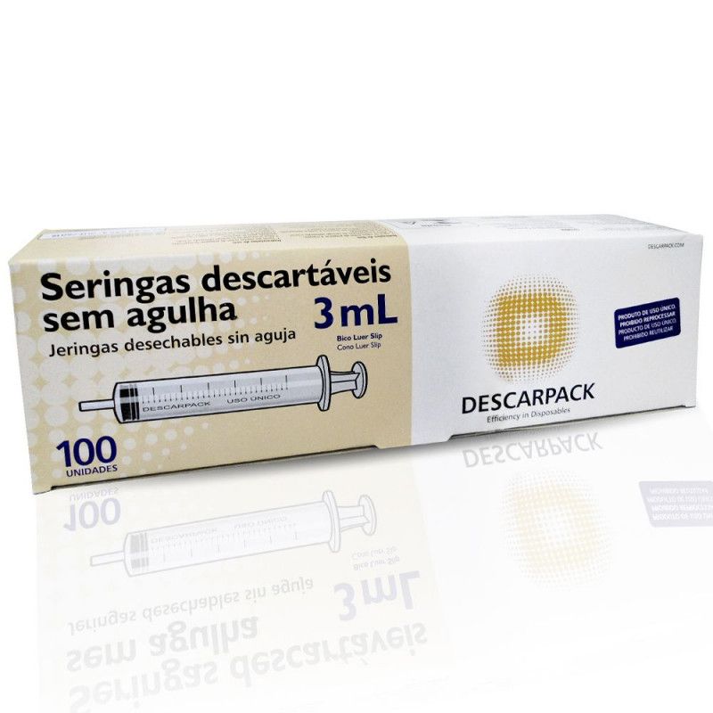 Seringa Descartável Slip-03Ml C/100Un-Descarpack