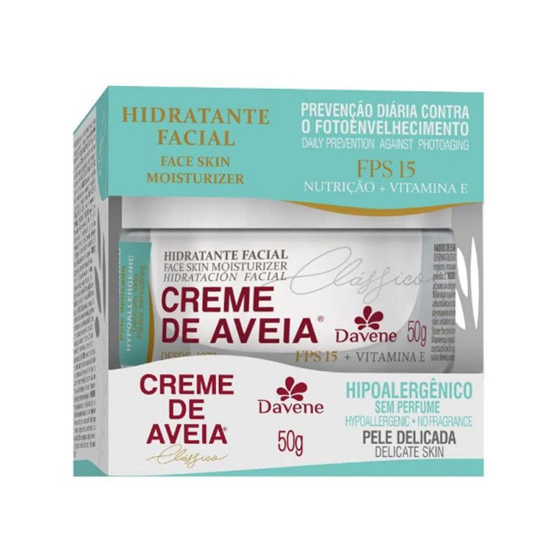 Creme Facial Aveia 50G - Sem Perfume - Davene 