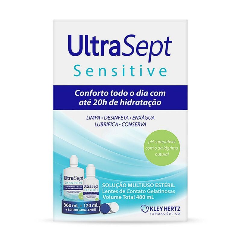 Ultrasept Sensitive 360Ml + 120Ml  + Estojo Lentes - Kley Hertz 