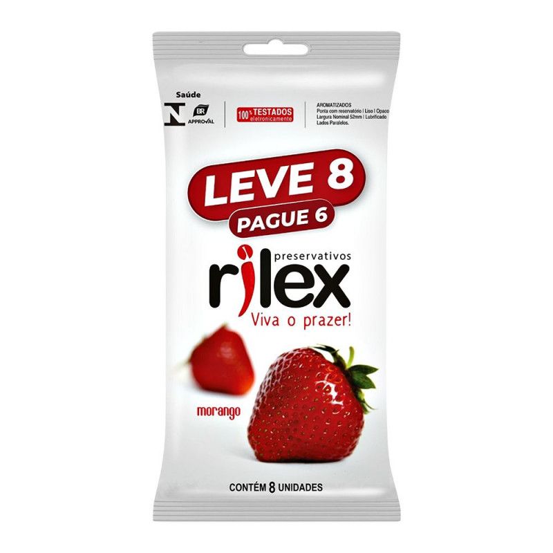 Preservativo Lubrificado Lv 8 Pg 6 - Morango - Rilex