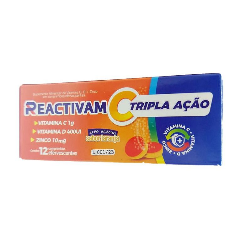 Vitamina C Efervescente C/12Cpr - Tripla Acao - Medna 