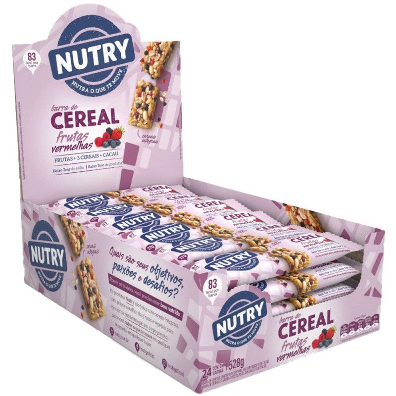 Barra Cereal Nutry C/24Un - Frutas Vermelh - Nutrimental  