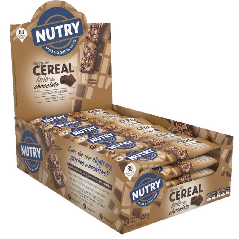 Barra Cereal Nutry C/24Un - Bolo Chocolate - Nutrimental  