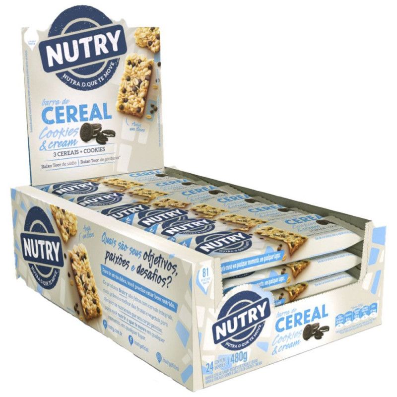 Barra Cereal Nutry C/24Un - Cookies Cream - Nutrimental  