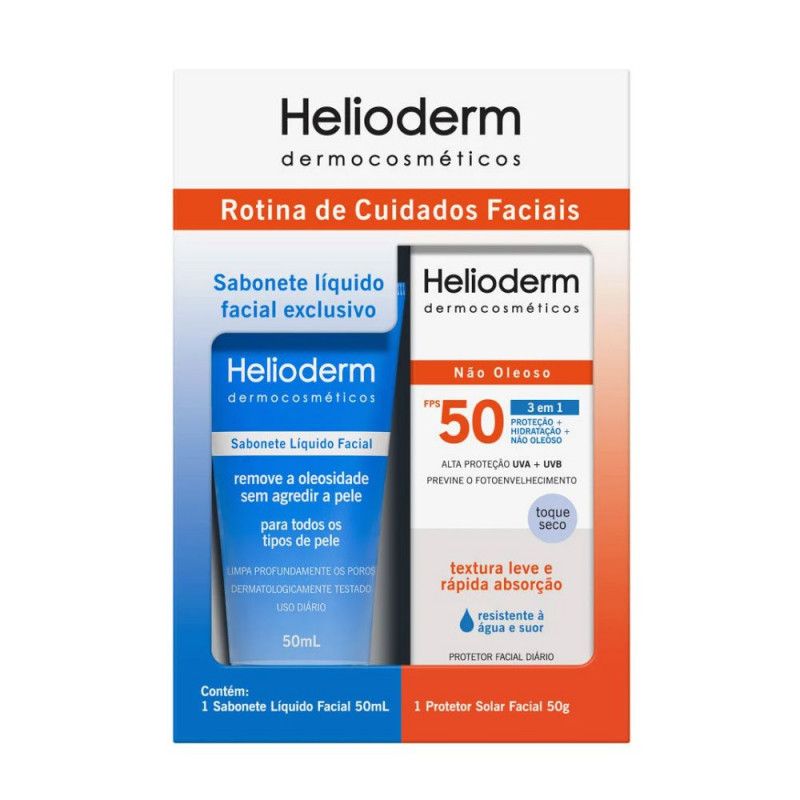 Kit Protetor Facial 50Fps+Sabonete 50Ml - Helioderm - Kley Hertz  