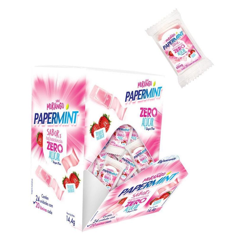 Papermint Zero Acucar C/24Un - Morango - Danilla  