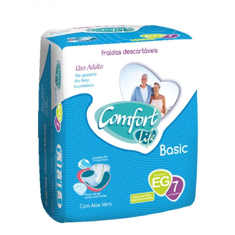 Fralda Geriatrica Comfort Life Basic - Tam Xg C/7Un - Cahe Produtos Descartaveis  